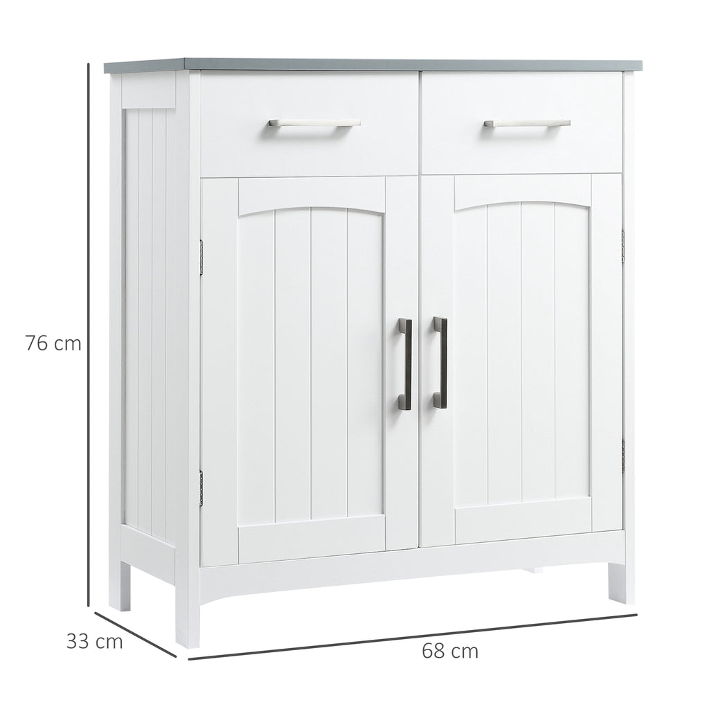Kleankin Bathroom cabinet with 2 doors, 2 drawers and adjustable shelf, in MDF, 68x33x76cm - Borgè
