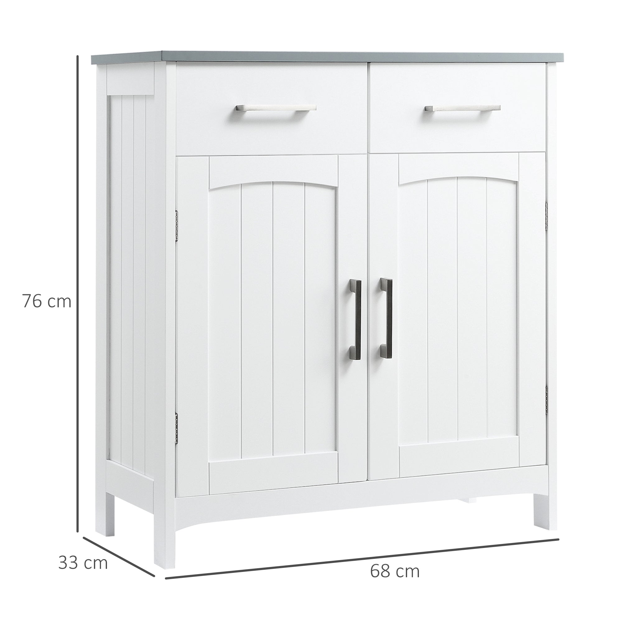Kleankin Bathroom cabinet with 2 doors, 2 drawers and adjustable shelf, in MDF, 68x33x76cm - Borgè