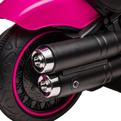 Electric Motorcycle for Children 18-36 Months with Wheels and Headlight, 76x42x57 cm, Pink and Black - Borgè