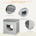 Wooden Cat House with 2 Pillows and Removable Scratching Posts, Grey, 41x30x36cm - Borge' Group Limited