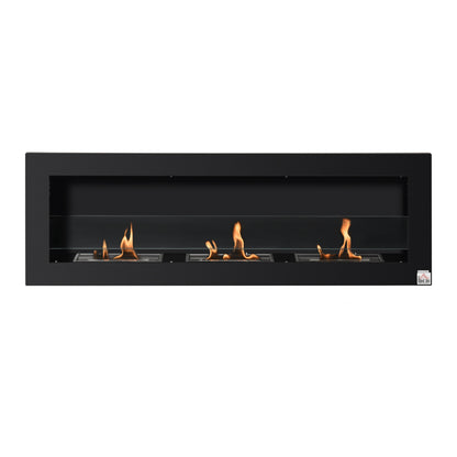 Wall-Mounted Bioethanol Fireplace with 3 1L Tanks and 20m² Coverage, 120x40 cm 2Kw Bioethanol Fireplace in Steel and Glass for Living Room, Living Room and Bedroom, Black