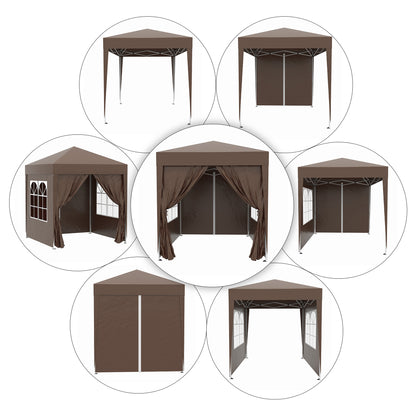 Outsunny gazebo 2x2 m folding with 4 removable walls and transport bag, metal and polyester, brown - Borgè