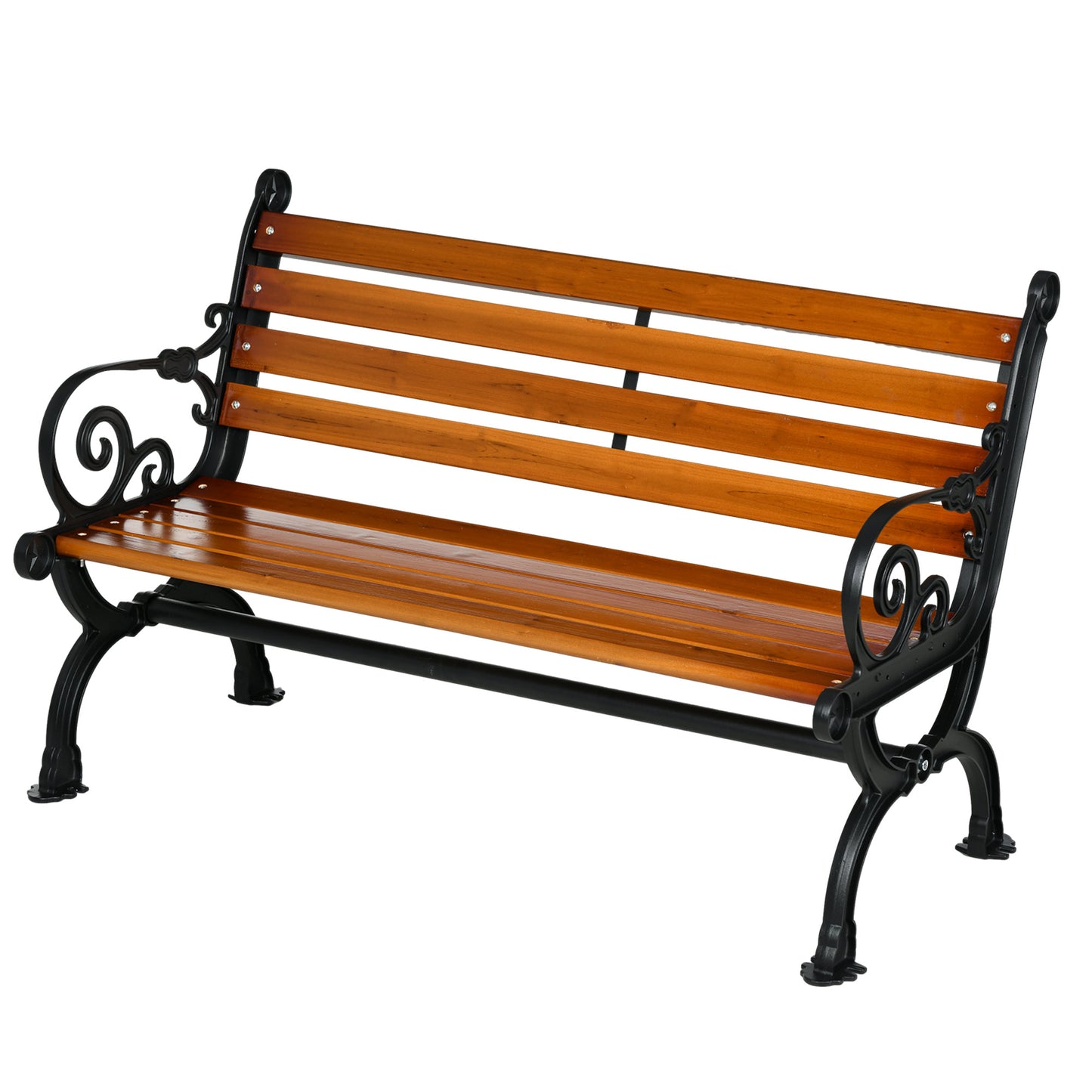 Outsunny garden bench 2 seats in aluminum and wooden wood with armrests, 120x64x79cm, Teak