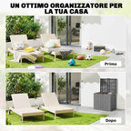 Outsunny 114L Waterproof and UV-Resistant Resin Garden Storage Box with Key Lock, 56x44x54 cm, Grey