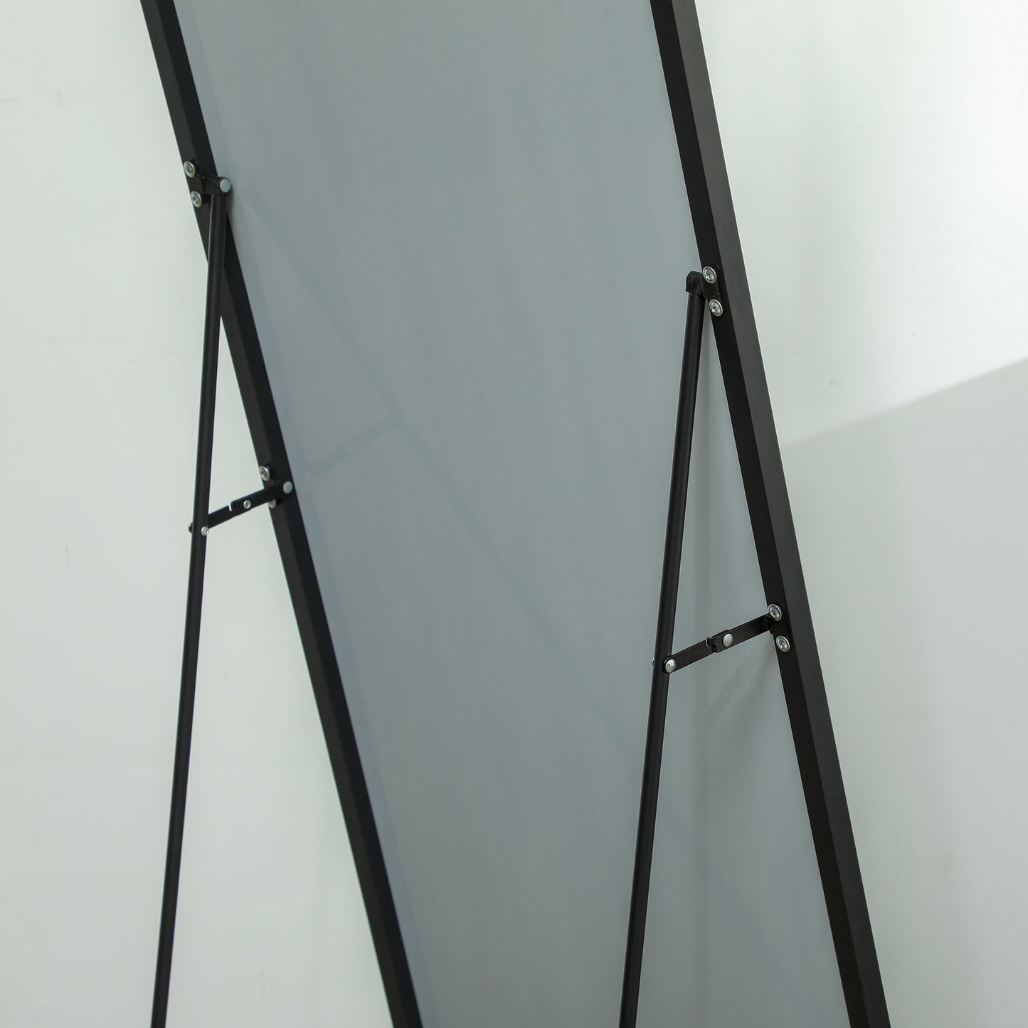 Vertical Wall or Floor Mirror in Metal and Aluminum Alloy, 50x2x161.5 cm, Black