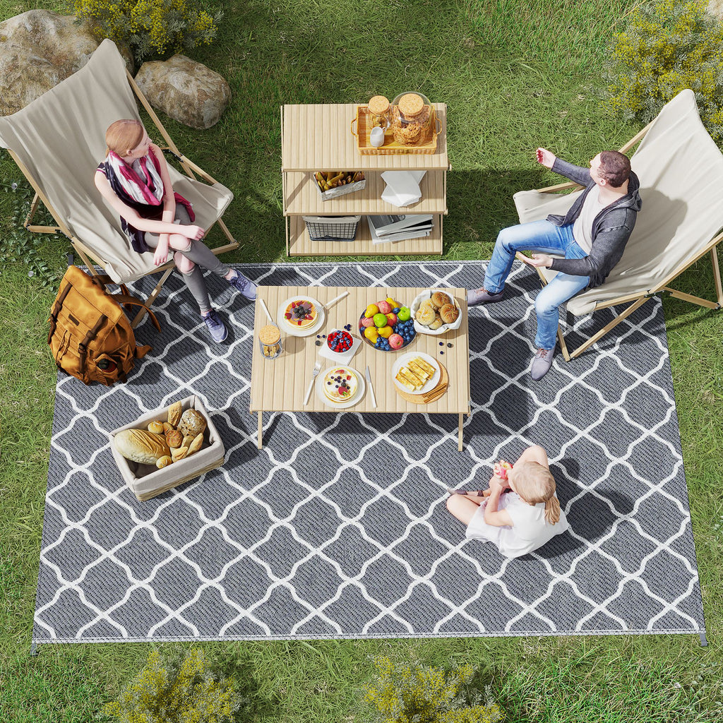 Foldable Reversible Outdoor Rug with Carry Bag, 182x274 cm Light Grey