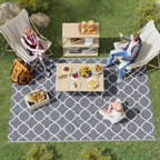 Foldable Reversible Outdoor Rug with Carry Bag, 182x274 cm Light Grey