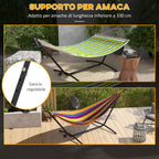 Outsunny Hammock Stand, 330 cm Max, with 6 Holes and Wheels, Metal, 290 x 120 x 115 cm, Black