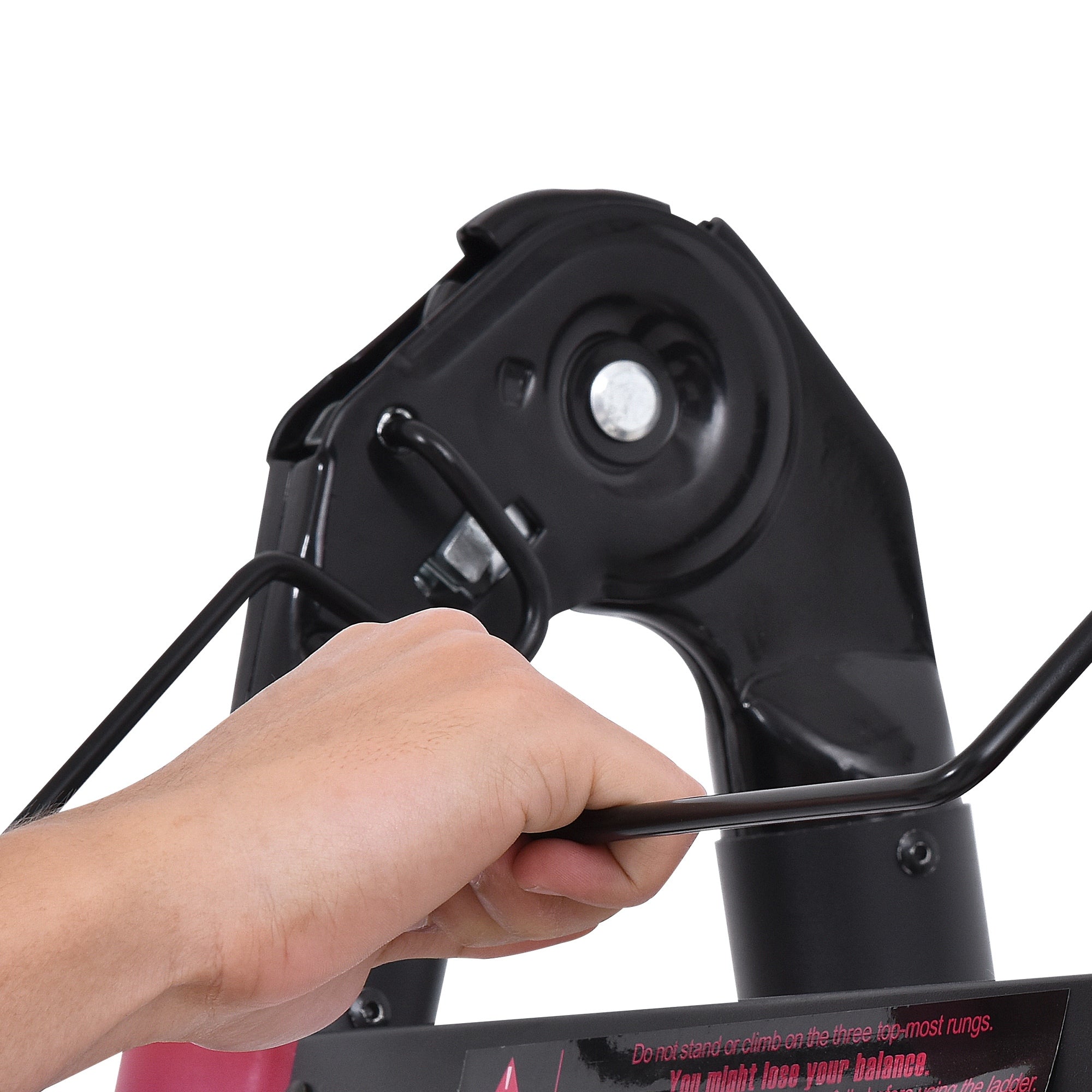 12-Step Folding Telescopic Ladder, Aluminum and Nylon, 379 x 67.5 x 11 cm, Black and Red