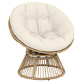 Outsunny Papasan Rattan 360° Moon Chair with Cushion Indoor/Outdoor, Cream White