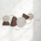 Modern 3D Metal Wall Decoration with Mirrors for Living Room and Entrance, 101x41.5 cm, Gold