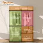 Portable Wardrobe with 2 Rods and 6 Shelves, in Non-Woven Fabric, Plastic and Steel, 111x43x185 cm, Black