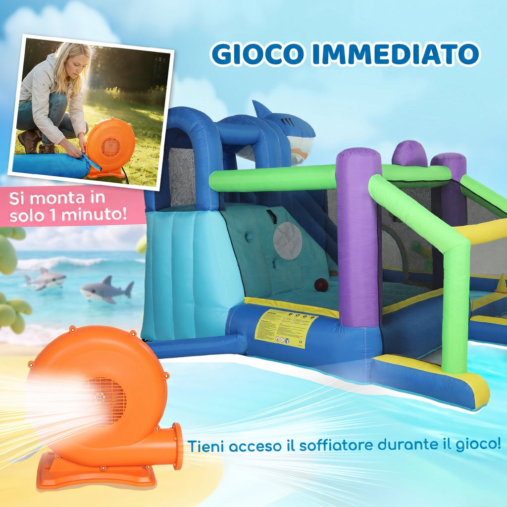 AIYAPLAY Inflatable Shark Theme Slide Pool/Ball Pool for Outdoor Fun for Kids