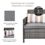 Outsunny 3 sofa outdoor sofa in rattan (PE) with padded and removable cushions, garden/terrace, 173x68x78cm - Borgè