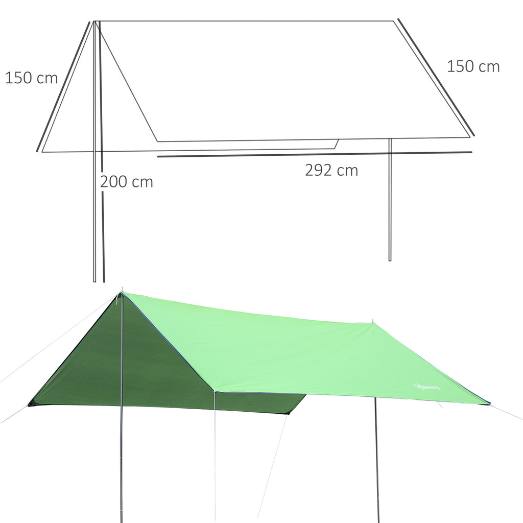 Portable Awning 3x3 m, Waterproof Awning for Camping and Beach, Green
