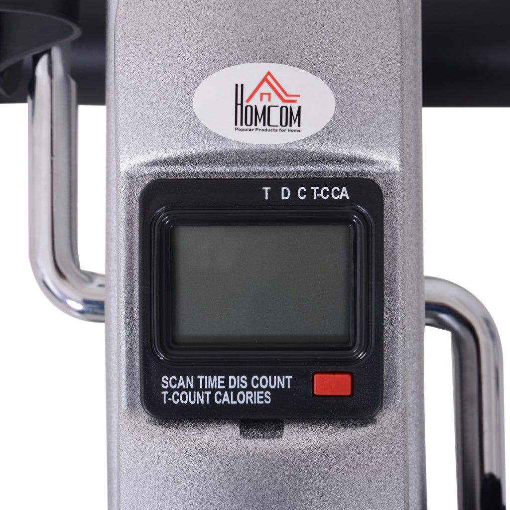 HOMCOM Mini Portable Exercise Bike for Legs and Arms, Rehabilitation Pedal Exerciser with LCD Display, Silver