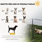 Dog Fence with 6 Modular Panels 80x1.5x60 cm in Black Steel with Entrance Door