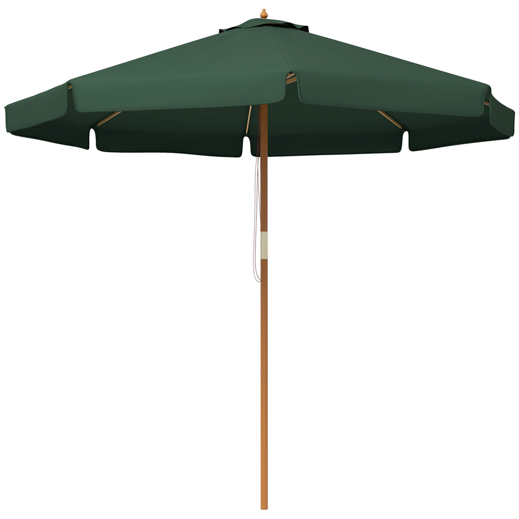 Garden Umbrella with Double Canopy, in Bamboo and Polyester, Ø325x250 cm, Green