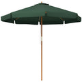 Garden Umbrella with Double Canopy, in Bamboo and Polyester, Ø325x250 cm, Green