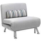 HOMCOM Armchair Bed in Iron and Cotton with Striped Cushion 75 x 70 x 75cm Gray - Borgè