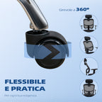Ergonomic Office Chair with Adjustable Seat and Headrest, in Polyester and Steel, 63x62x106-114 cm, Black