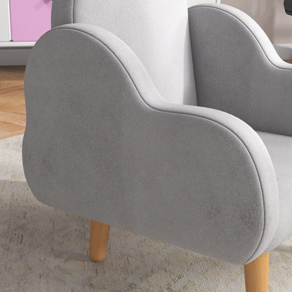 ZONEKIZ Armchair for Children up to 3 Years with Cloud-Shaped Armrests in Fabric, 46x51x55cm, Gray