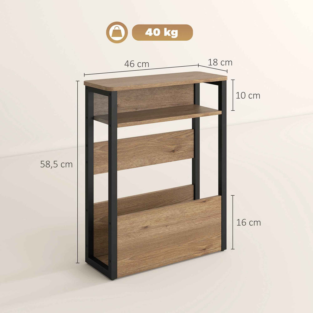 HOMCOM Industrial Style Coffee Table with 2 Shelves, Wood and Metal, 46x18x58.5 cm, Dark Walnut Color