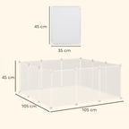 Modular Playpen for Rabbits, Puppies and Small Animals in Metal and PP, 12 Panels 35x45cm White