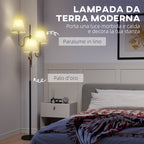 165cm High Floor Lamp with 3 Light Points and Foot Switch, E27 Socket Max 40W, Gold