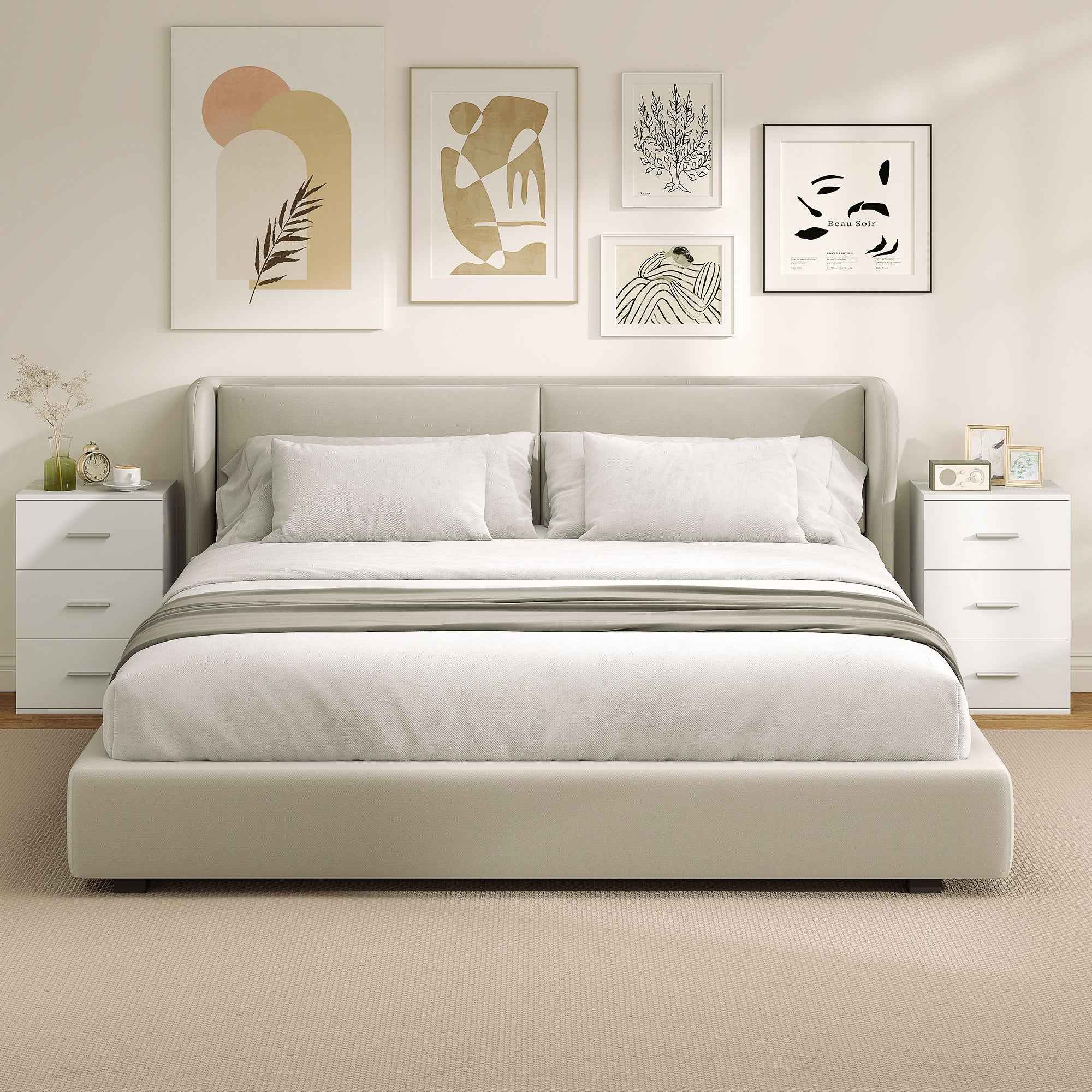 HOMCOM Modern and Multipurpose Bedside Table with 3 Drawers for Bedroom and Living Room, 40x35x60 cm, White