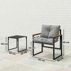 Outsunny 3-Person Metal Outdoor Table and Chair Set with Thick Cushions, Multicolor