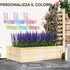 Planter with Trellis for Climbing and Open Bottom, in Fir Wood, 115x60x110 cm, Wood color