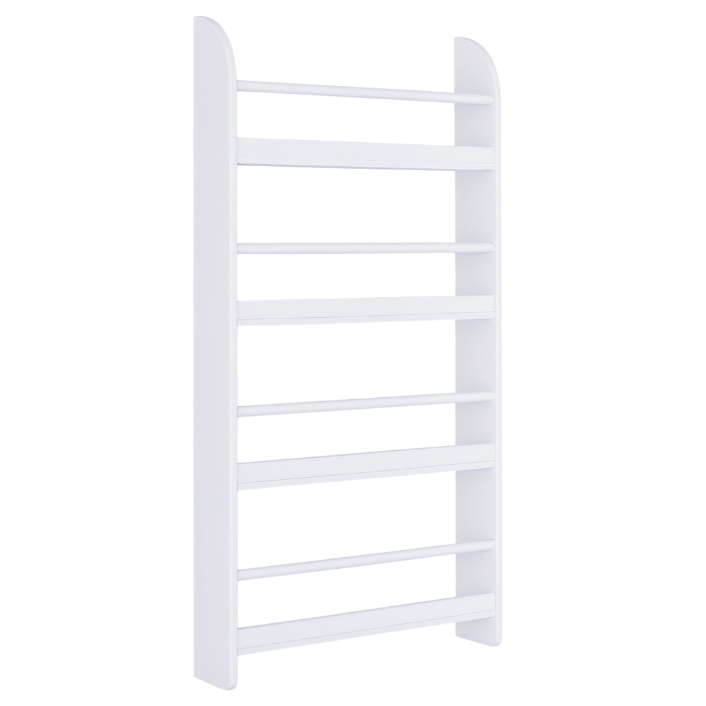 4-Tier Wall-Mounted Bookcase, White, Waterproof, Max Load 30kg (59cm x 12cm x 113cm)