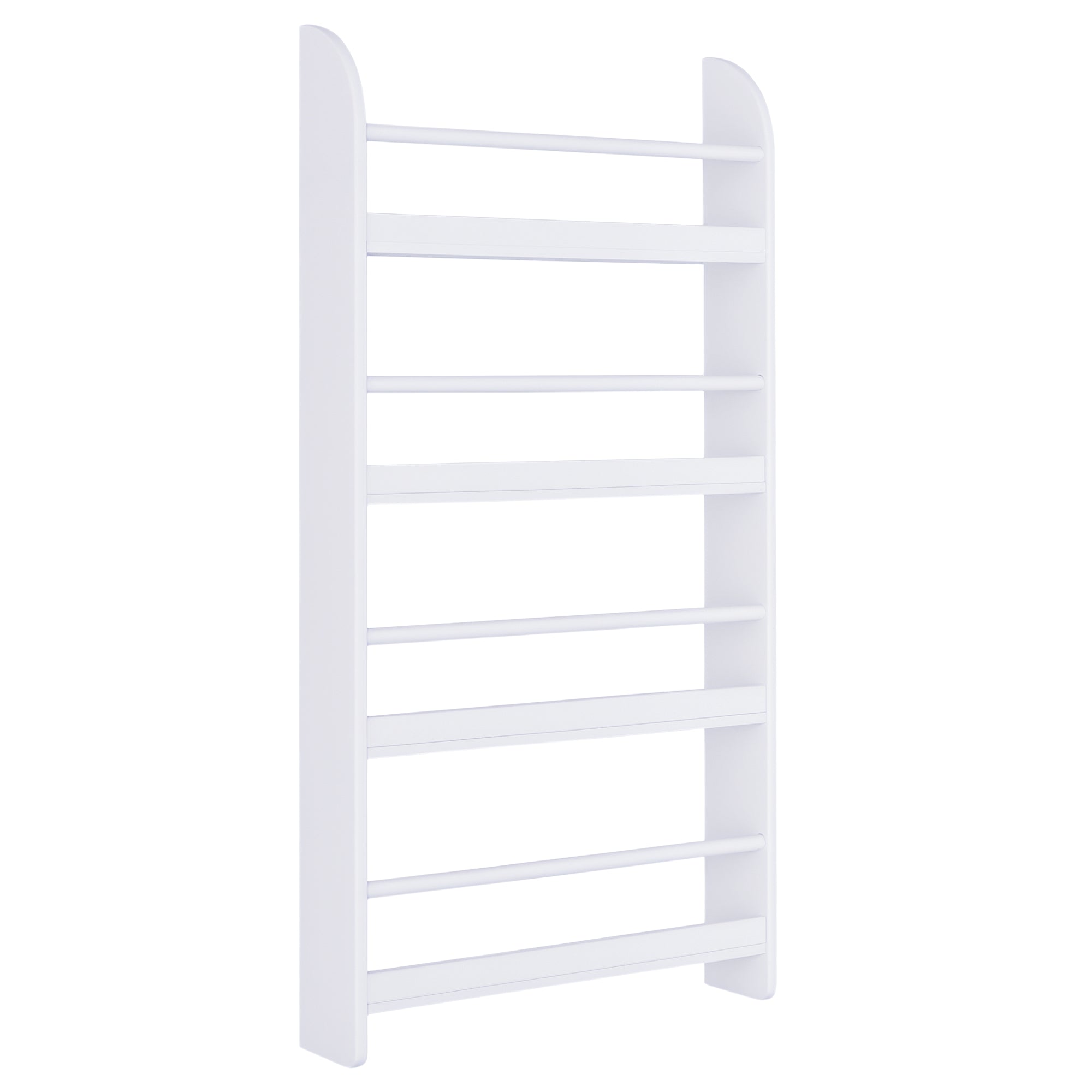 4-Tier Wall-Mounted Bookcase, White, Waterproof, Max Load 30kg (59cm x 12cm x 113cm)