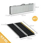 Folding Aluminum Wheelchair Ramp with Deflectors and Stickers, 122 x 73.6 x 5.1 cm, Black