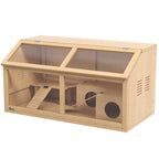 Hamster Cage with Platform, Ladders, Hut and Bridge, in Fir Wood, 85x45x44 cm - Borgè