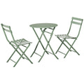 Outsunny garden set 3 folding steel, 2 chairs 42x50x81 cm and table Ø60x71 cm, green - Borgè