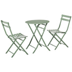 Outsunny garden set 3 folding steel, 2 chairs 42x50x81 cm and table Ø60x71 cm, green - Borgè