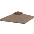 Outsunny 3x3m 2-Tier Gazebo Cover with 8 Drainage Holes, Khaki and Brown Polyester