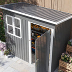Steel Garden Shed with Locking Door, Window and Air Vents, 2.2 x 1.3 m, Gray