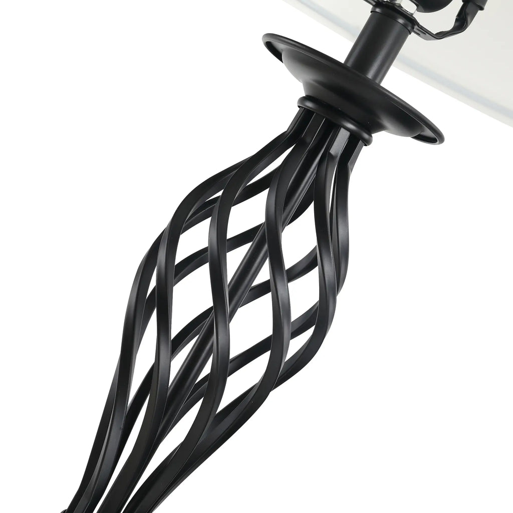 3 Piece Set: 1 Floor Lamp and 2 Metal Table Lamps, Vintage Design, E27 Bulbs, Black and White