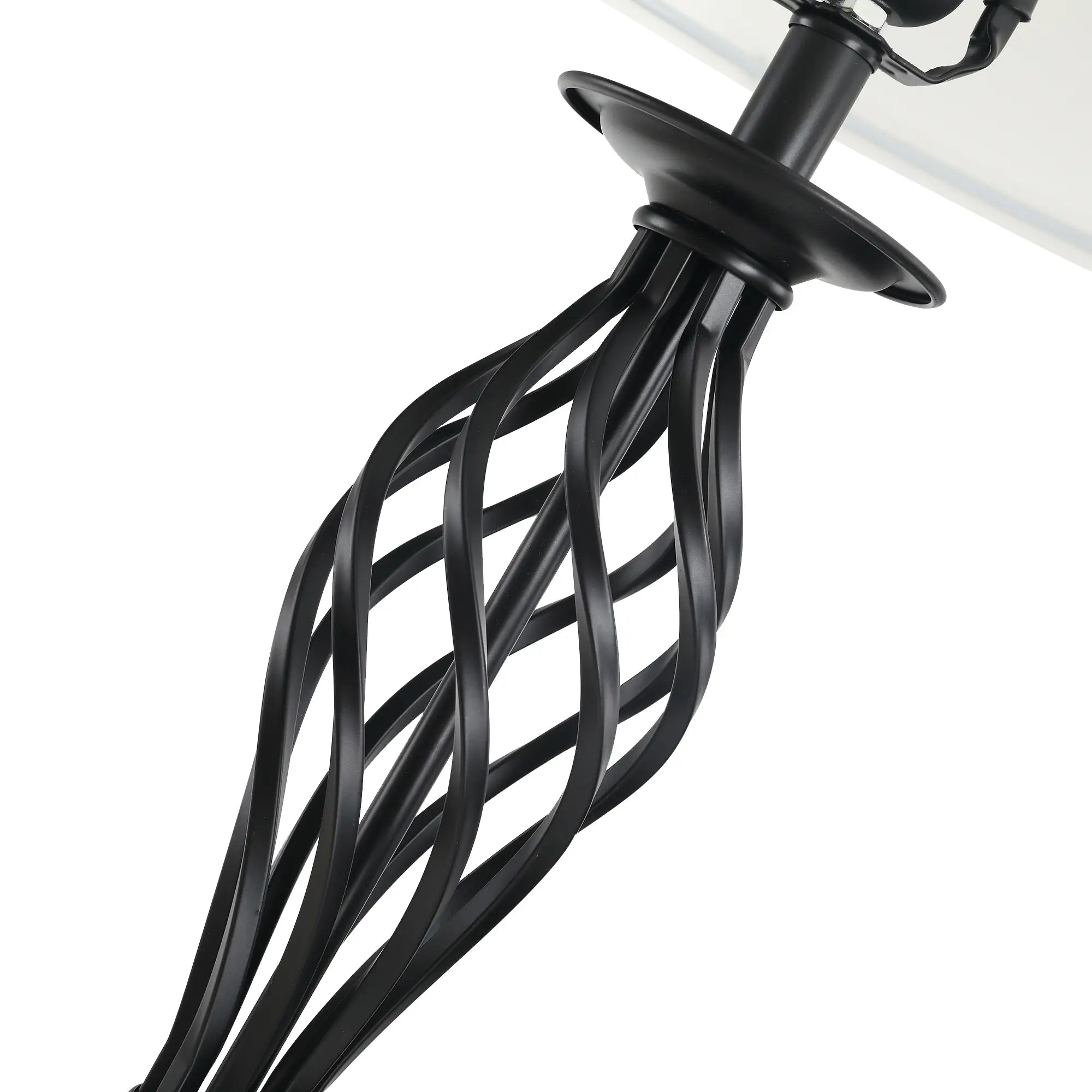 3 Piece Set: 1 Floor Lamp and 2 Metal Table Lamps, Vintage Design, E27 Bulbs, Black and White