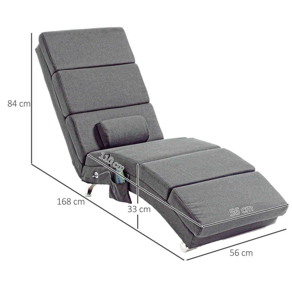 Massage Chair with 8 Vibration Points and Heating, 5 Modes, Timer and Remote Control, Grey
