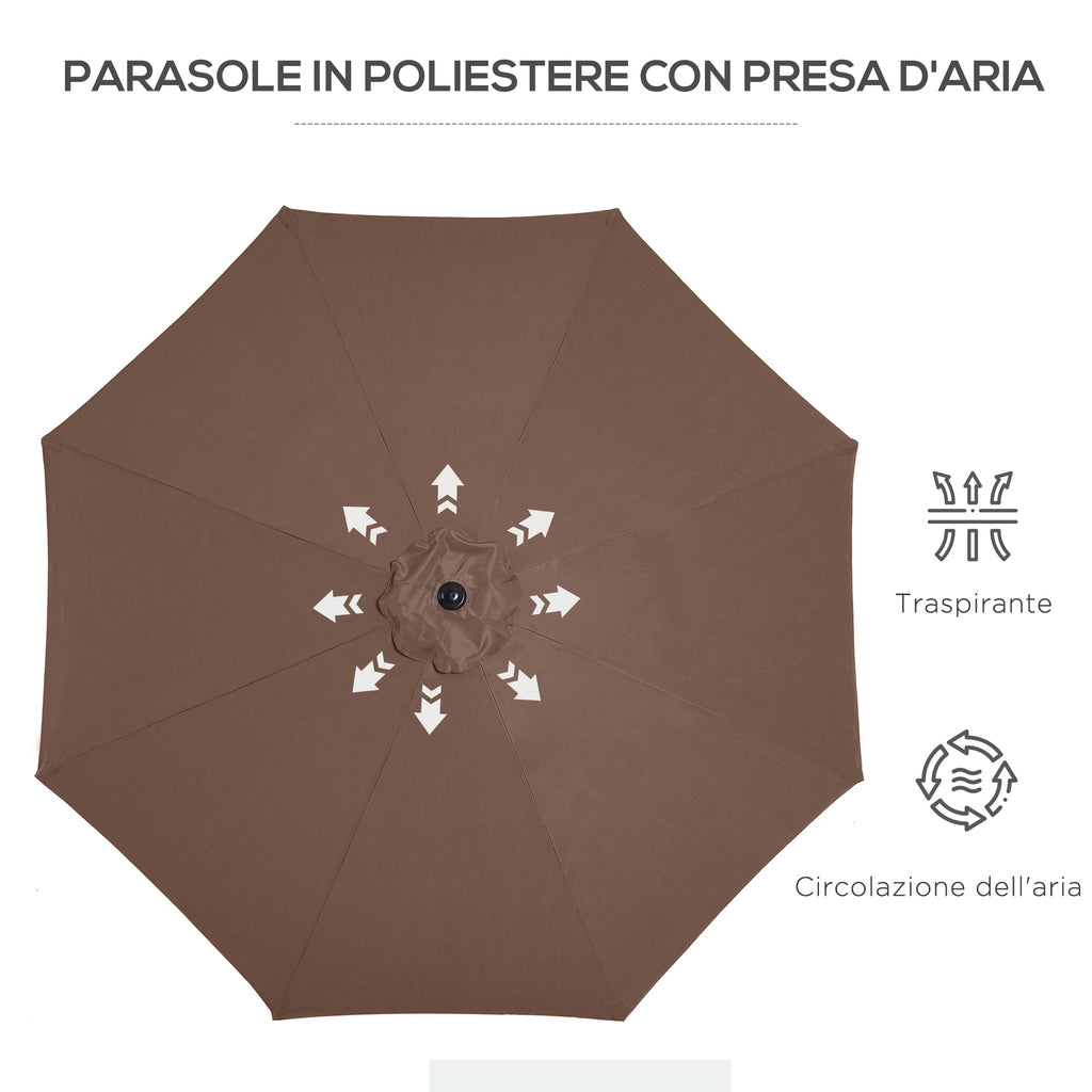 Outsunny 3x2.5 m Tilting Garden Umbrella with Removable Pole, Metal and Polyester, Coffee