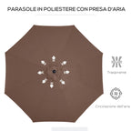 Outsunny 3x2.5 m Tilting Garden Umbrella with Removable Pole, Metal and Polyester, Coffee