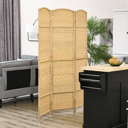 3-Panel Folding Screen for Indoors Freestanding and Woven, 135x180 cm, Wood color