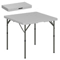 Outsunny Folding Camping Table, Adjustable to 2 Heights, in HDPE and Metal, 86x86x74 cm, White