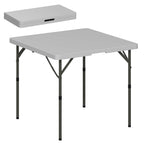 Outsunny Folding Camping Table, Adjustable to 2 Heights, in HDPE and Metal, 86x86x74 cm, White