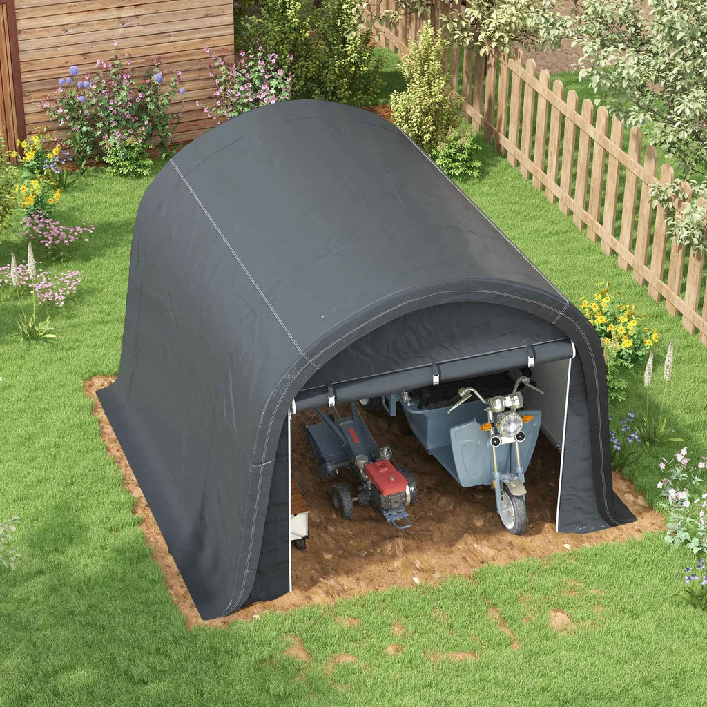 Outsunny Garden Tent for Motorcycles, Bicycles and Tools with 2 Zip Entrances, Made of Steel and PE, 300x300x235 cm, Grey