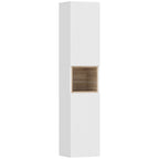 2-Door Bathroom Cabinet with Open Space and Adjustable Shelves, Wooden, 30x24x140 cm, White